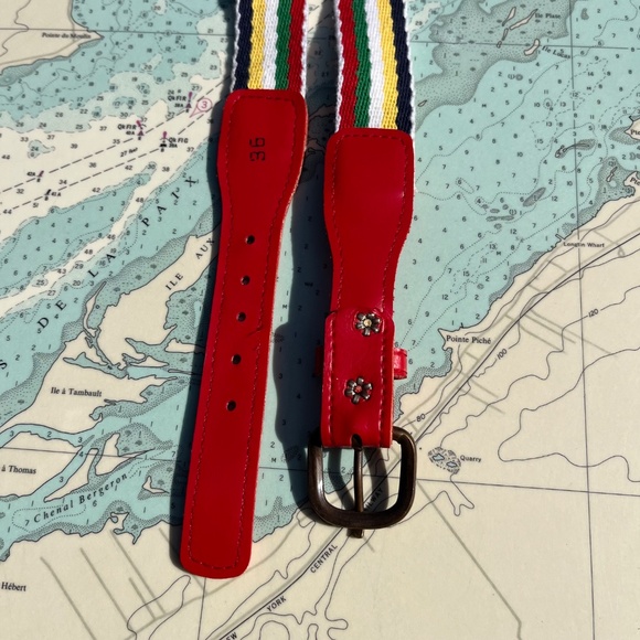 Vintage 80s Multi-Coloured Striped Belt - Picture 3 of 4